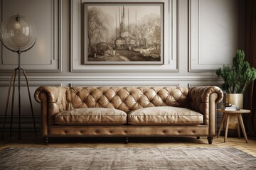 picture of a traditional sofa in a living room. Generative AI