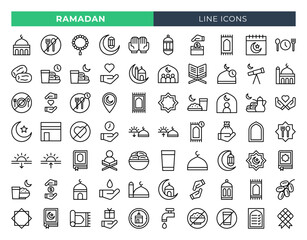Ramadan line icons set. Vector line icons.
