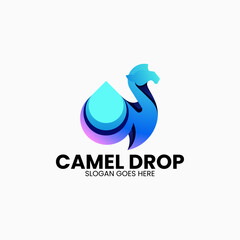Obraz premium Vector Logo Illustration Camel Drop Gradient Colorful Style