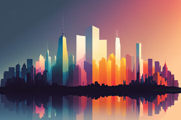Abstract reimagining of the New York City Skyline created with Generative AI technology
