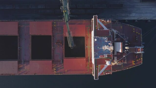 An aerial view of the loading of coal ships on Curagung Island in Newcastle, New South Wales, Australia. Newcastle is one of the largest coal export ports in the world.