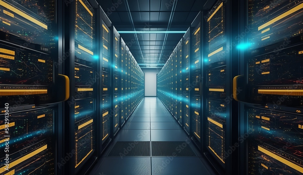 Aufkleber Server racks clouds computing technology at data center room. Generative AI technology.