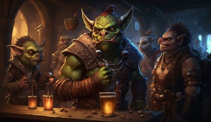 Generative AI, fantasy Tavern, medieval Tavern, medieval building,orc,goblin,
fantasy Taverne, mittelalterliche Taverne, mittelalterliche Gebäude.