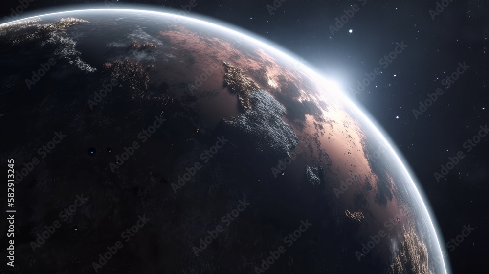 Canvas Prints sun rising on planet earth horizon background. generative ai technology.