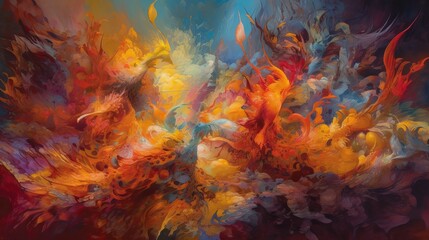 Naklejka na ściany i meble Magical expressive abstract oil painting art background. Generative AI technology. 