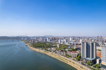 Scenery on the East Bank of the Xiangjiang River in Zhuzhou City, Hunan Province, China