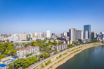 Fototapeta na wymiar Scenery on the East Bank of the Xiangjiang River in Zhuzhou City, Hunan Province, China