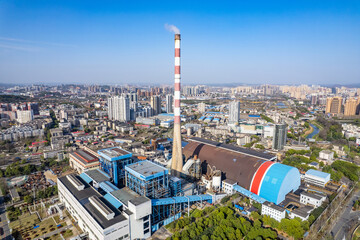 Large chimney of thermal power plant in Zhuzhou, China