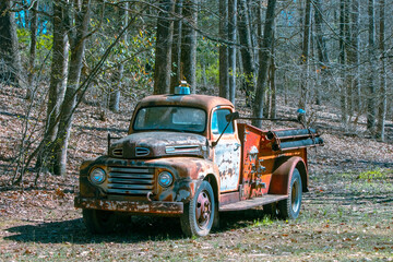 Rusty Old Vintage Ford Fire Truck