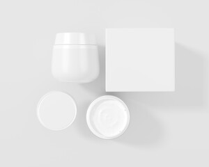 3D white cosmetic container with cream