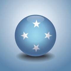 Micronesia flag. Round glossy. Isolated on color gradient background