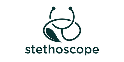 Fototapeta premium logo stethoscope and leaf design icon vector illustration