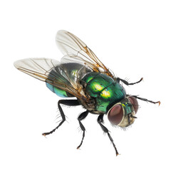 common green bottle fly standing , isolated on transparent background cutout , generative ai - obrazy, fototapety, plakaty