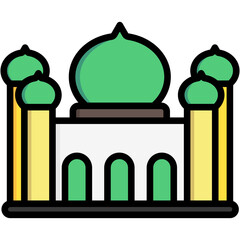 taj mahal, building multi color icon