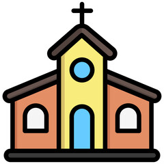 Church, building multi color icon