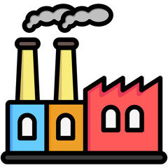 Factory building multi color icon