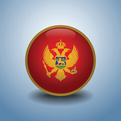 Montenegro flag. Round glossy. Isolated on color gradient background
