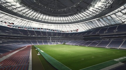 Fototapeta na wymiar Sport football stadium background. Generative AI technology. 