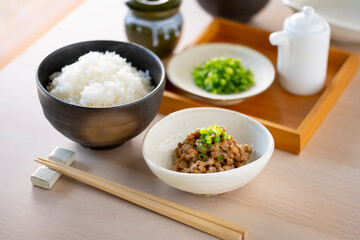 Japanese food Natto ”納豆”.
Traditional Japanese food ”Natto” image.
