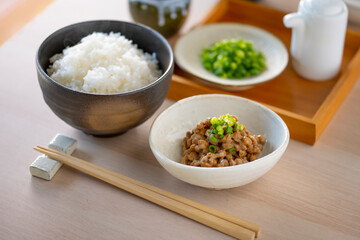Japanese food Natto ”納豆”.
Traditional Japanese food ”Natto” image.
