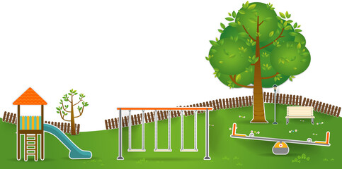 Kids playground. Buildings for city construction. Set of elements to create urban background, village and town landscape pop up paper cut style illustration
