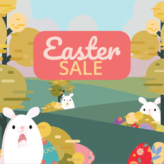 Easter poster in flat design style