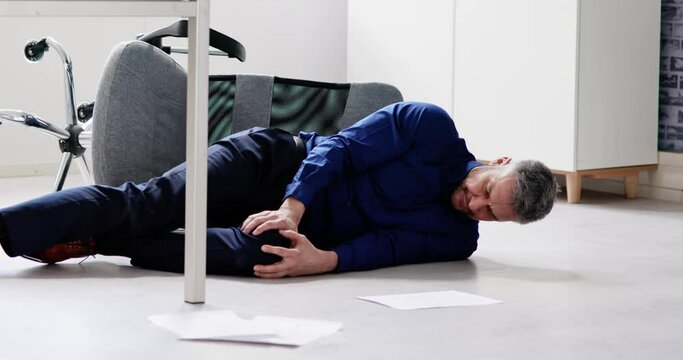 Faint Accident In Office. Fall From Chair