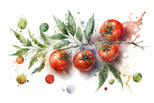 Illustration of tomatoes, watercolor style