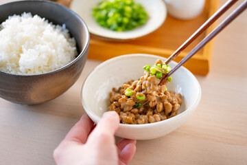 Japanese food Natto ”納豆”.
Traditional Japanese food ”Natto” image.
