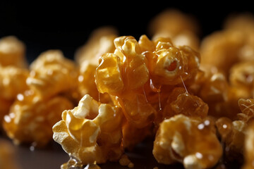  Honey popcorn. close up. generative ai