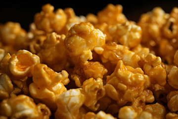  Honey popcorn. close up. generative ai