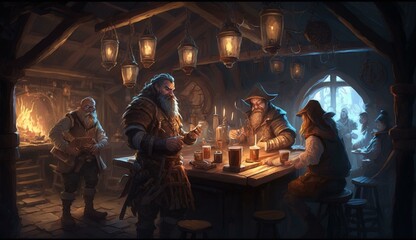Generative AI, fantasy Tavern, medieval Tavern, medieval building,dwarf,zwerg,
fantasy Taverne, mittelalterliche Taverne, mittelalterliche Gebäude.
