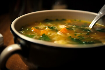 chicken soup with vegetables. generative ai 
