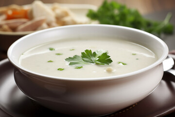 white soup. cream of mushroom soup. generative ai 