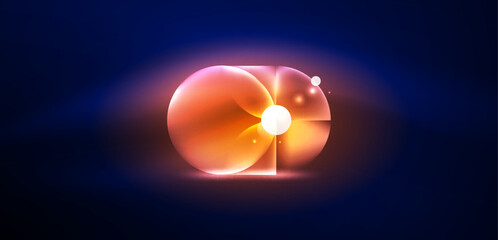 Abstract background shiny glowing neon color round elements and circles. Techno futuristic vector Illustration For Wallpaper, Banner, Background, Card, Book Illustration, landing page