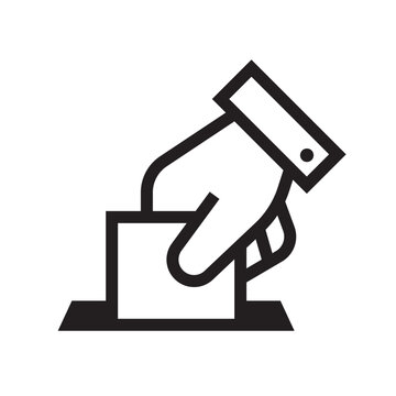Hand voting ballot box icon, Election Vote concept, Silhouette design for web site, logo, app, UI, Vector illustration