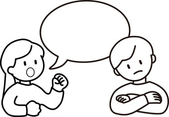 吹き出しと男女のベクターイラスト