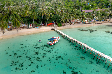 Panoramic view of May Rut island from above. This is a small island located in the Phu Quoc archipelago in Kien Giang province, Vietnam
