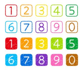 クレヨン素材　手描きの数字アイコンセット