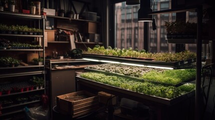Fototapeta na wymiar Grow Your Own Food: Urban Farming Solutions for Apartment Dwellers, GENERATIVE AI