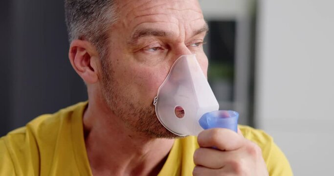Asthma Patient Breathing Using Oxygen Mask