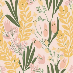 Seamless Floral Pattern, AI Generated
