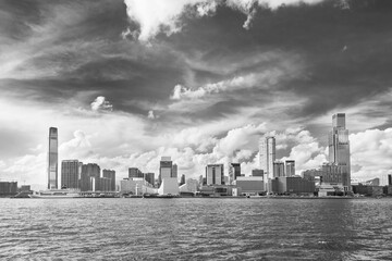 Skyline of Victoria Harbor of Hong Kong city
