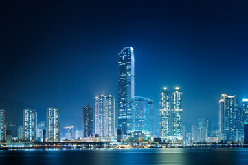 Skyline of Hong Kong City at night