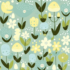 Seamless Floral Pattern, AI Generated