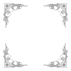 Obraz premium Frame with black and white doodle easter eggs