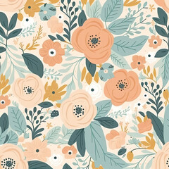 Seamless Floral Pattern, AI Generated
