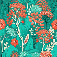 Seamless Floral Pattern, AI Generated