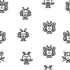 monster cute character vector seamless pattern