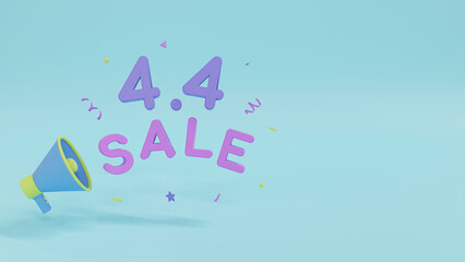 4.4 Sale Promotion Banner Background for Product display or Social Media Banner. Sale Text Font and Megaphone 3D Illustration.